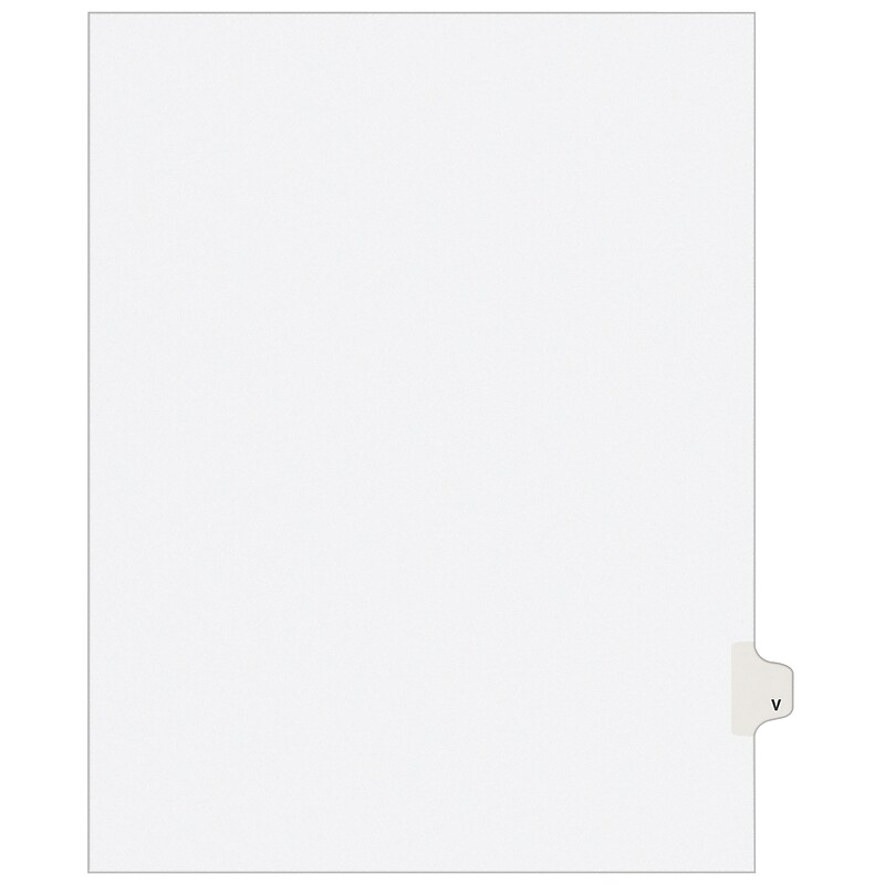 Avery Legal Pre-Printed Paper Dividers, Side Tab V, White, Avery Style, Letter Size, 25/Pack (01422) image 1