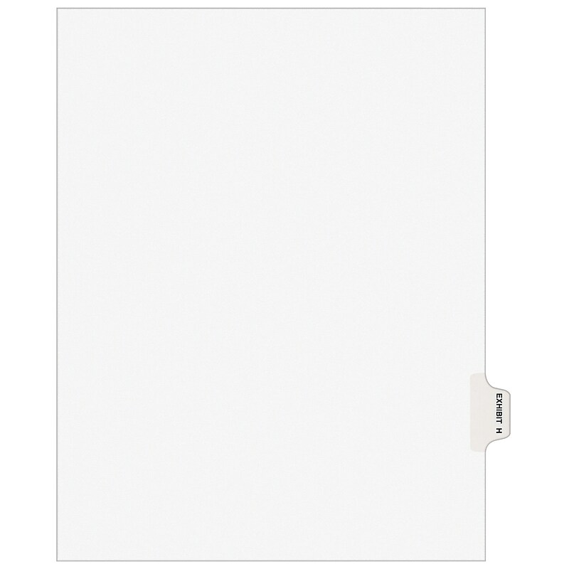 Avery Legal Pre-Printed Paper Dividers, Side Tab EXHIBIT H, White, Avery Style, Letter Size, 25/Pack (01378) image 1
