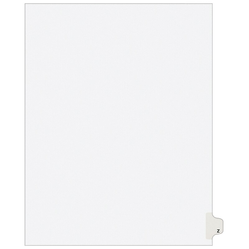 Avery Legal Pre-Printed Paper Dividers, Side Tab Z, White, Avery Style, Letter Size, 25/Pack (01426) image 1