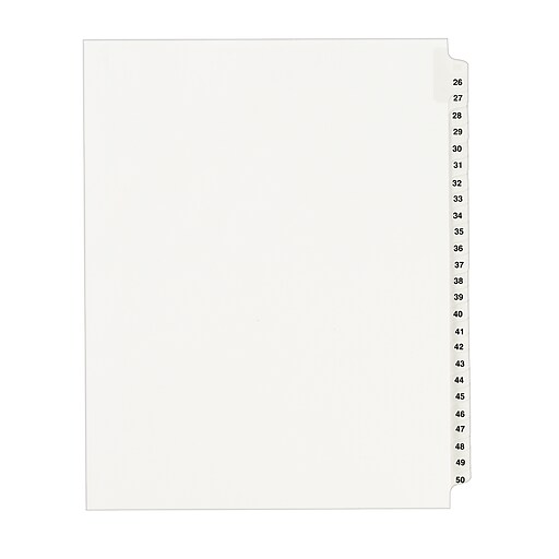 25-Tab 26-50 Letter WE 25/Set Avery 01331 Avery Avery-Style Legal Side Tab Dividers Carton of 20 sets 