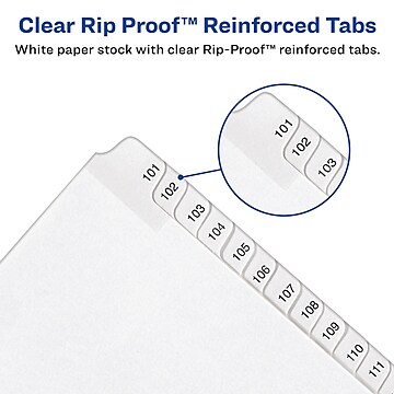Avery Legal Exhibit A-Z Dividers, 26-Tab, White (01700)