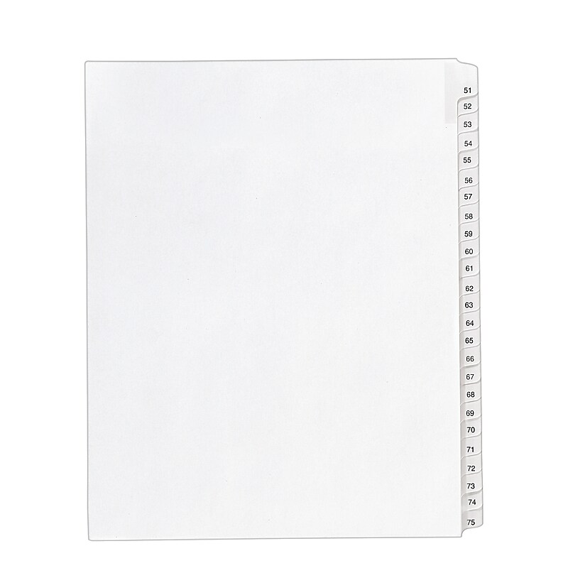 Avery Legal Pre-Printed Paper Divider Collated Set, 51-75 Tabs, White, Allstate Style, Letter Size  (01703) image 1