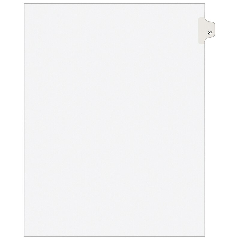 Avery Legal Pre-Printed Paper Dividers, Side Tab #27, White, Avery Style, Letter Size, 25/Pack (01027) image 1