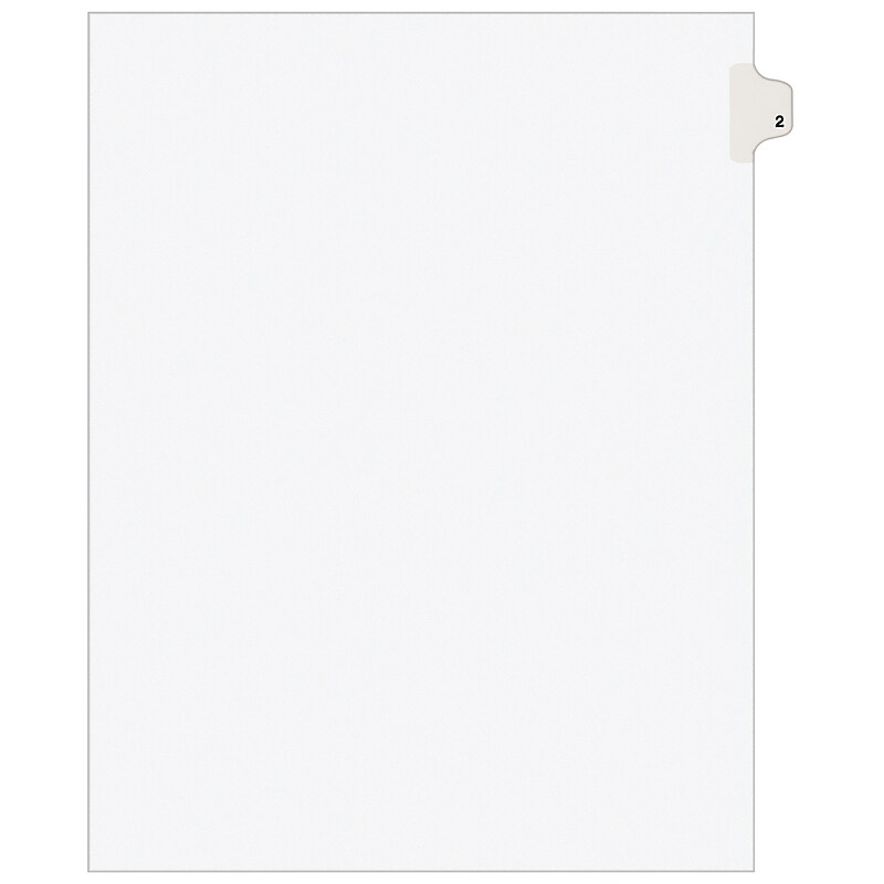 Avery Legal Pre-Printed Paper Dividers, Side Tab #2, White, Avery Style, Letter Size, 25/Pack (11912) image 1