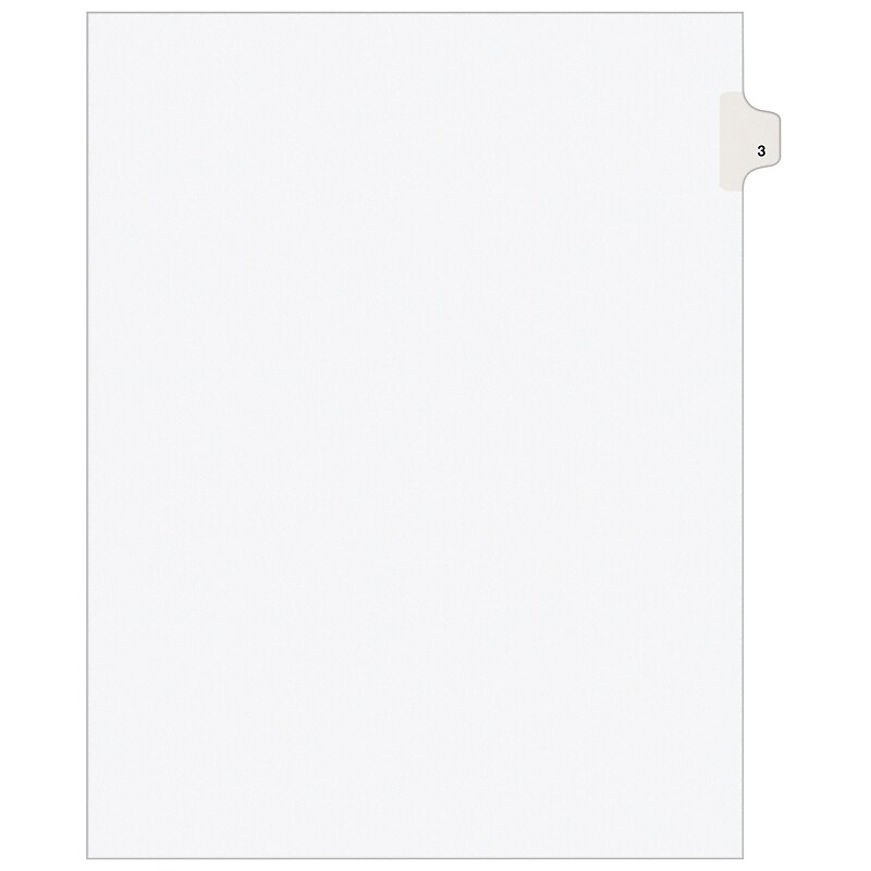 Avery Legal Pre-Printed Paper Dividers, Side Tab #3, White, Avery Style, Letter Size, 25/Pack (11913) image 1