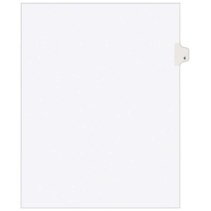 Avery Legal Pre-Printed Paper Dividers, Side Tab #6, White, Avery Style, Letter Size, 25/Pack (11916) image 1