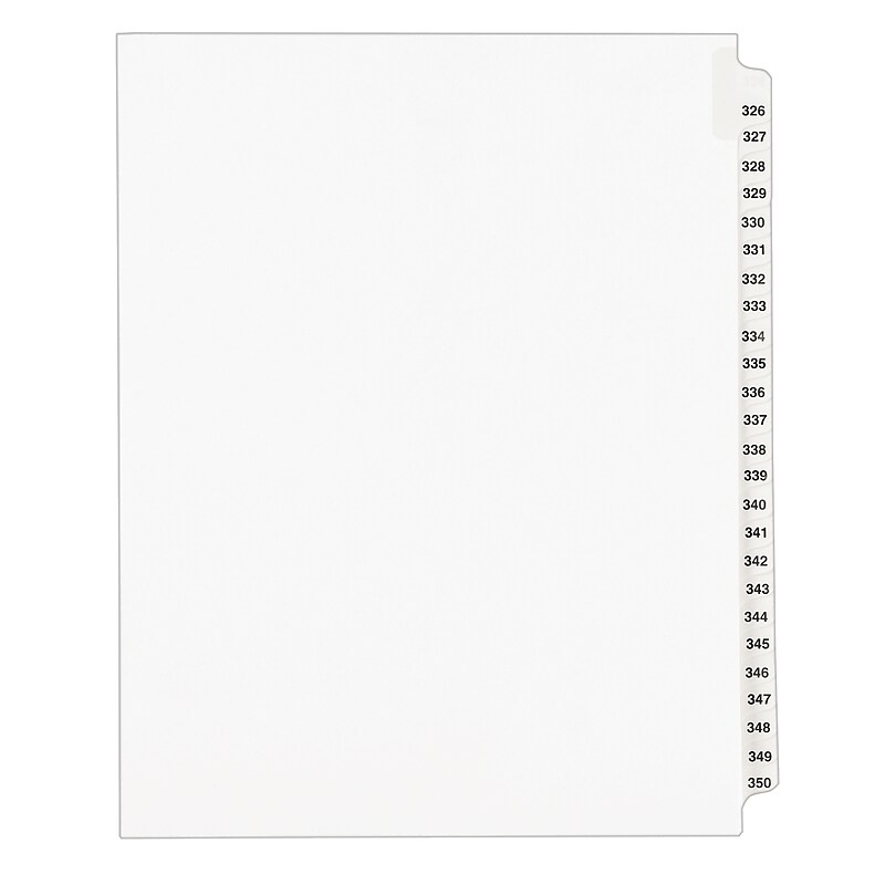 Avery Legal Pre-Printed Paper Divider Collated Set, 326-350 Tabs, White, Avery Style, Letter Size (01343) image 1