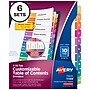 Avery Ready Index Table of Contents Paper Dividers, 1-10 Tabs, Multicolor, 6 Sets/Pack (11188)~#|#~sp92673021_sc7