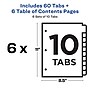 Avery Ready Index Table of Contents Paper Dividers, 1-10 Tabs, Multicolor, 6 Sets/Pack (11188)~#|#~sp92673024_sc7