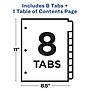 Avery Ready Index Table of Contents Paper Dividers, 1-8 Tabs, White (11132)~#|#~sp92673064_sc7