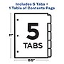Avery Ready Index Table of Contents Paper Dividers, 1-5 Tabs, White (11130)~#|#~sp92673072_sc7