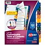 Avery Ready Index Table of Contents Plastic Dividers, 1-10 Tabs, Multicolor (11818)~#|#~sp92673138_sc7