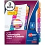 Avery Customizable Table of Contents Divider, Multicolor, 3 Sets/Pack (11071)~#|#~sp92673157_sc7