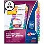 Avery Customizable Table Of Contents Ready Index Pre-Printed Paper Divider, 10-Tab, White, 3/Pack (11072)~#|#~sp92673165_sc7