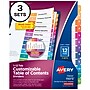 Avery Customizable Table of Contents Dividers, 12-Tab, Multicolor, 3 Sets/Pack (11073)~#|#~sp92673173_sc7