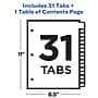 Avery Ready Index Table of Contents EcoFriendly Paper Dividers, 1-31 Tabs, Multicolor (11084)~#|#~sp92673259_sc7