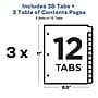 Avery Ready Index Table of Contents EcoFriendly Paper Dividers, 1-12 Tabs, Multicolor, 3 Sets/Pack (11083)~#|#~sp92673304_sc7
