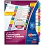Avery Ready Index Table of Contents Paper Dividers, 1-12 Tabs, Contemporary Multicolor (11847)~#|#~sp92673350_sc7