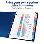 Avery Ready Index Table of Contents Pre-Printed Paper Divider, A-Z Tabs , Multicolor, 6 Sets (11832)~#|#~sp92673363_sc7