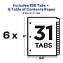 Avery Ready Index Table of Contents Paper Dividers, 1-31 Tabs, Multicolor, 6 Sets/Pack (11831)~#|#~sp92673460_sc7