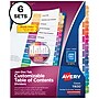 Avery Ready Index Table of Contents Pre-Printed Monthly Paper Divider, Jan-Dec, Multicolor, 6 Sets (11830)~#|#~sp92673565_sc7