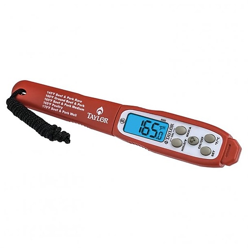 Taylor Waterproof Digital Cooking Thermometer, Red (806GW) Staples