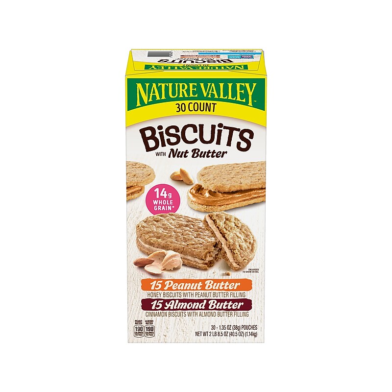 Nature Valley Honey Peanut Butter/Cinnamon Almond Butter Nut Bars Variety Pack, 40.5 oz., 30 Bars/Box (220-01046) image 1