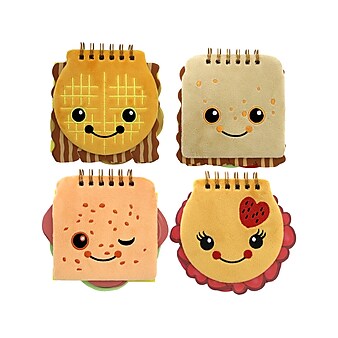 Inkology Sandwich Memo Pad, 5.7" x 5.3", Assorted Colors, 120 Sheets/Pad, 4 Pads/Pack (204-8)