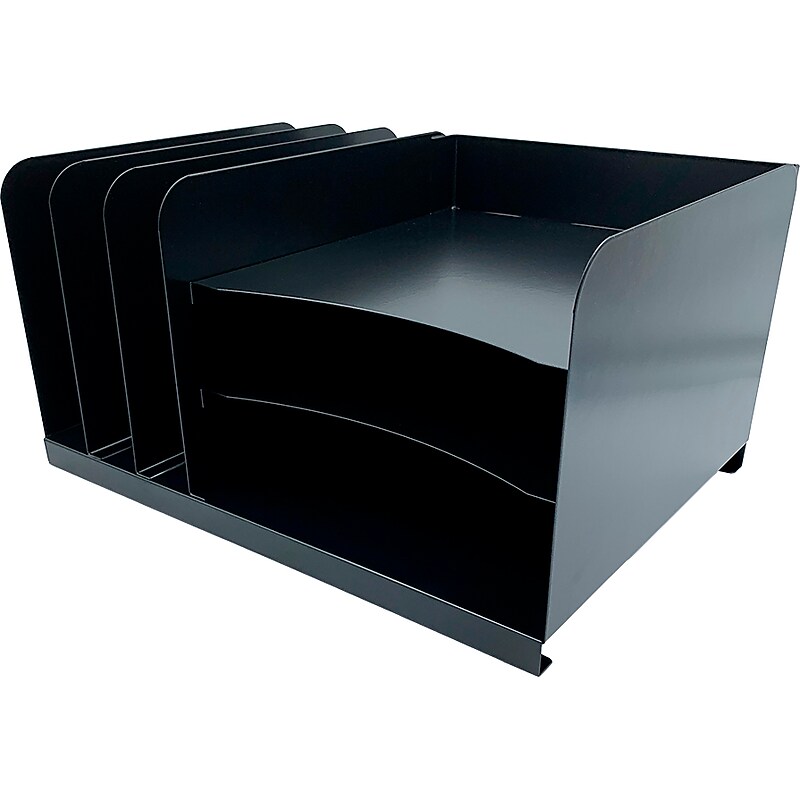 Huron 6-Compartment Steel File Organizer, Black (HASZ0148) image 1
