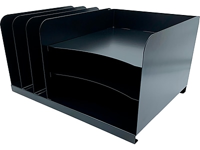 Black HASZ0144 Huron 6-Compartment Steel File Organizer