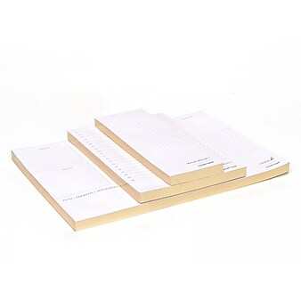 Russell+Hazel In Due Time Notepads, White/Gold, 80 Sheets/Pad, 3 Pads/Set (27619)