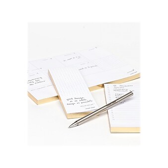 Russell+Hazel In Due Time Notepads, White/Gold, 80 Sheets/Pad, 3 Pads/Set (27619)
