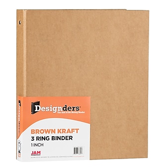 JAM Paper Designders 1" 3-Ring Binder, Natural Brown Kraft (751KBR)