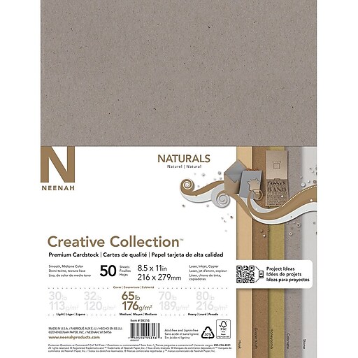 Neenah Paper Creative Collection Premium Cardstock, 65 lb, 8.5 x 11, Black,  50/Pack (24374455)