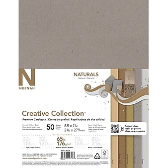 Neenah Paper Creative Collection 65 lb. Cardstock Paper, 8.5" x 11", Naturals, 50 Sheets/Ream (99316MA)