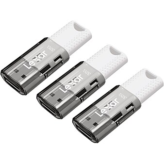Lexar JumpDrive S60 32GB USB 2.0 Type A Flash Drive, Grey/White, 3/Pack (LJDS60-32GB3NNU)
