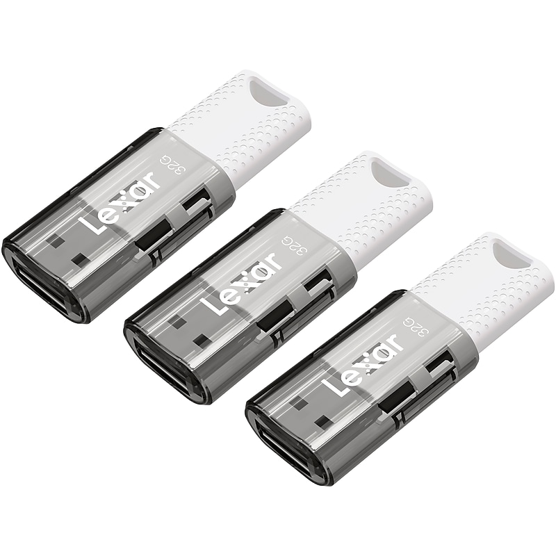 Lexar JumpDrive S60 32GB USB 2.0 Type A Flash Drive, Grey/White, 3/Pack (LJDS60-32GB3NNU) image 1
