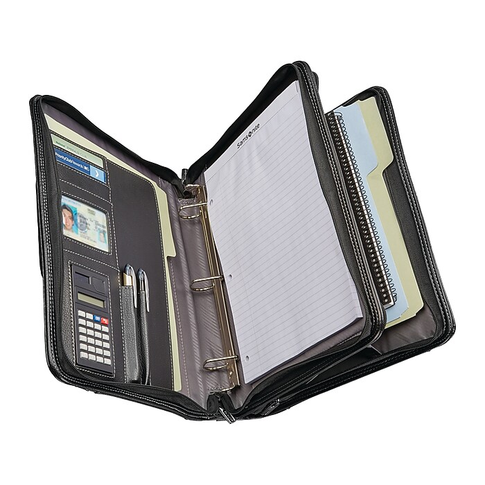 Samsonite Vinyl Padfolio with Zipper Closure, Black (961465) | Staples