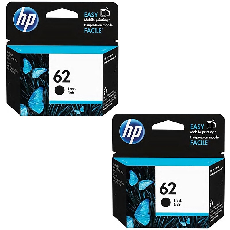 HP 62 Black, Standard Yield, 2/Pack (T0A52AN-VB), print up to 400 pages image 1