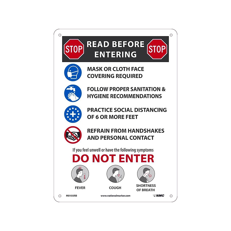 National Marker Wall Sign, "Read Before Entering," Plastic, 14" x 10", Multicolor (M0155RB) image 1