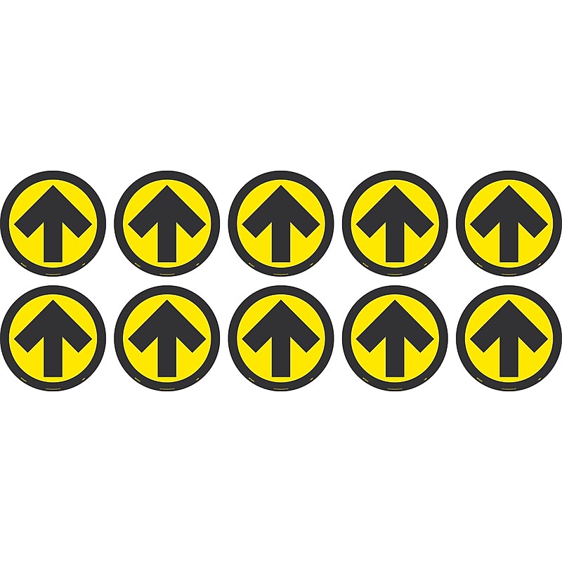 National Marker Walk-On™ Floor Decal, Arrow, 8" x 8", Yellow/Black, 10 (WFS84YL10) image 1