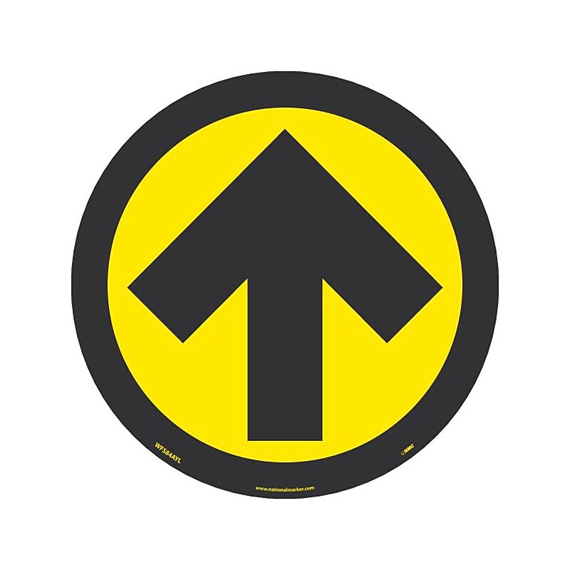 National Marker Walk-On™ Floor Decal, Arrow, 8" x 8", Yellow/Black (WFS84YL) image 1