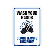 National Marker Wall Sign, "Wash Your Hands Before Entering This Room," Plastic, 14" x 10", White/Blue/Black (WH1RB)