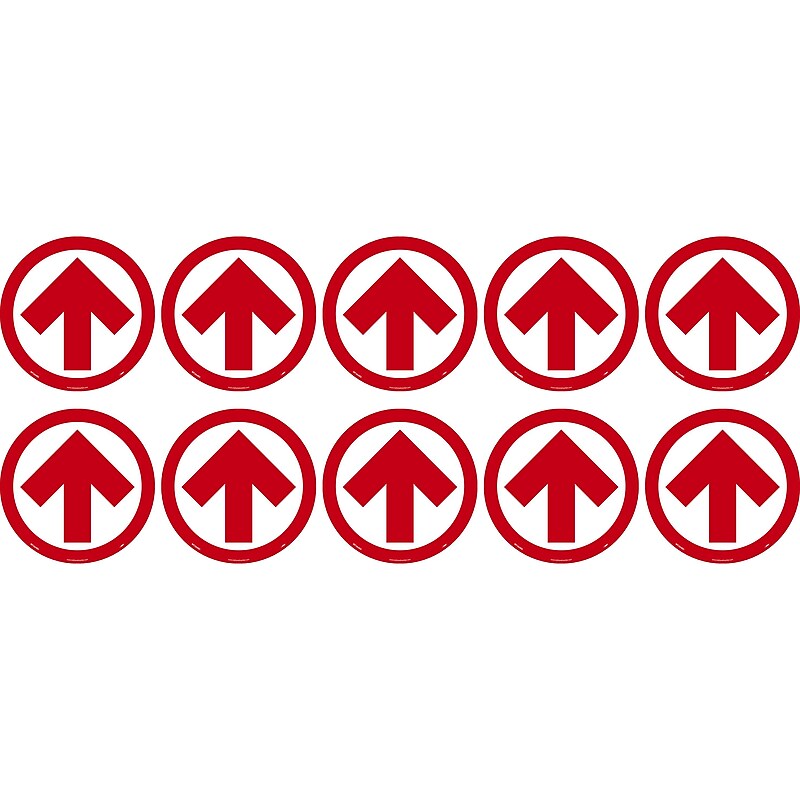 National Marker Walk-On™ Floor Decal, Arrow, 8" x 8", Red/White, 10 (WFS84RD10) image 1