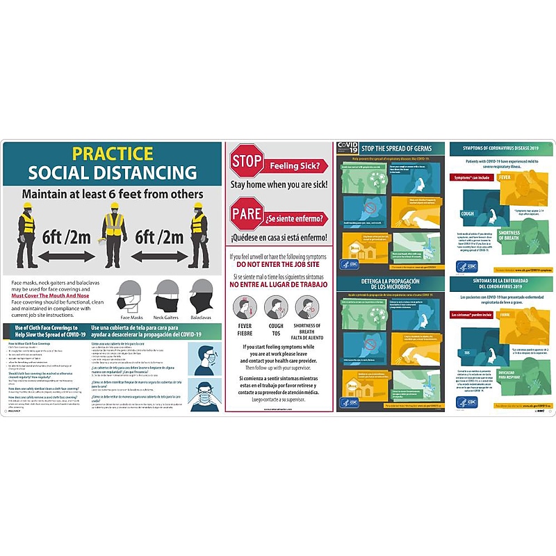 National Marker Wall Sign, "Practice Social Distancing," Aluminum, 2' x 4', Multicolor (M6524ACP) image 1