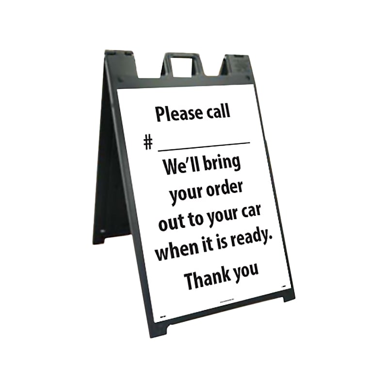 National Marker A-Frame Sign & Stand Kit, "Please Call," 45" x 25", Black/White (SFS116C-KIT) image 1
