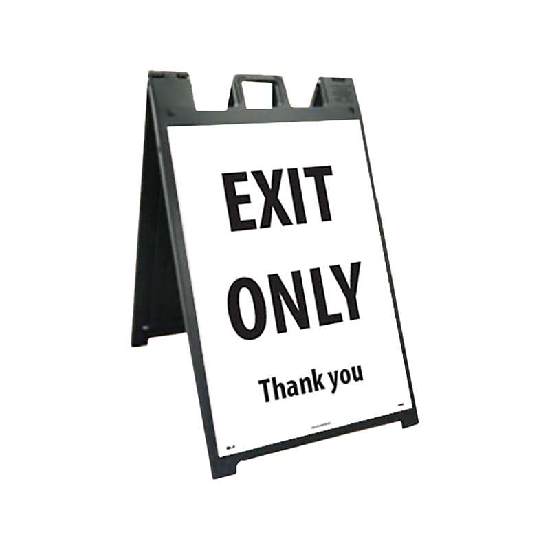 National Marker A-Frame Sign & Stand Kit, "Exit Only," 45" x 25", White/Black (SFS115C-KIT) image 1