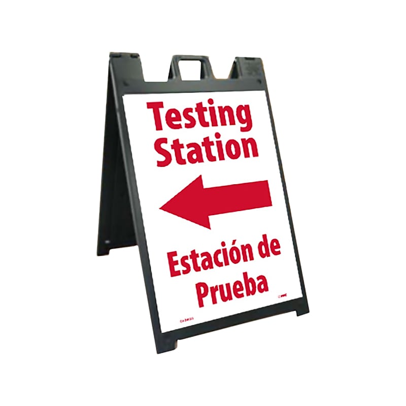 National Marker A-Frame Sign & Stand Kit, "Testing Station Left," 45" x 25", Black/Red/White (SFS110C-KIT) image 1
