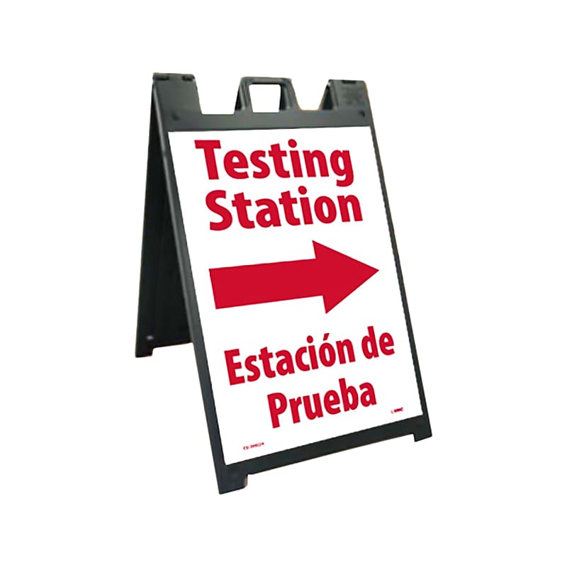 National Marker A-Frame Sign & Stand Kit, "Testing Station Right," 45" x 25", Black/Red/White (SFS111C-KIT) image 1
