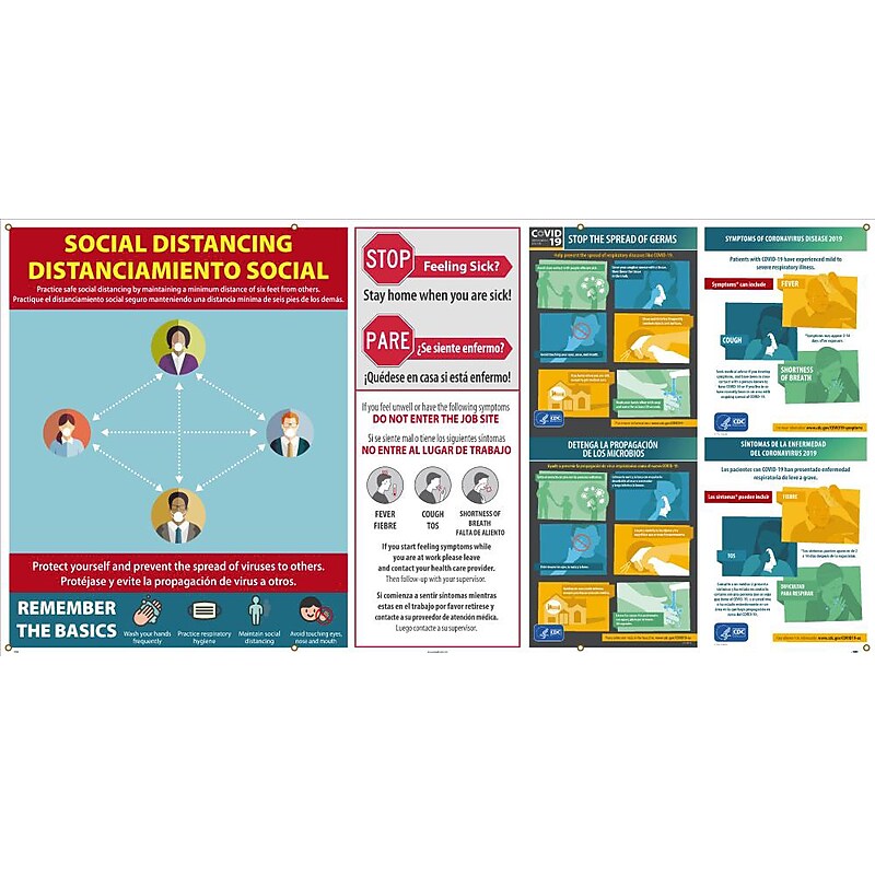National Marker Vinyl Banner, "Social Distancing," 52" x 104", Multicolor (BT68) image 1